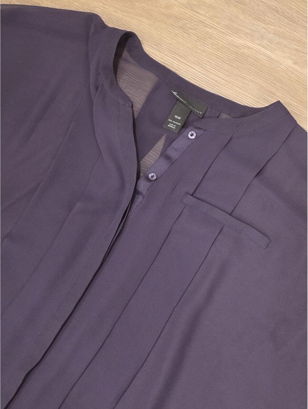 Lane Bryant Womens Purple Sheer Chiffon Pleated Roll-Tab Blouse 18/20